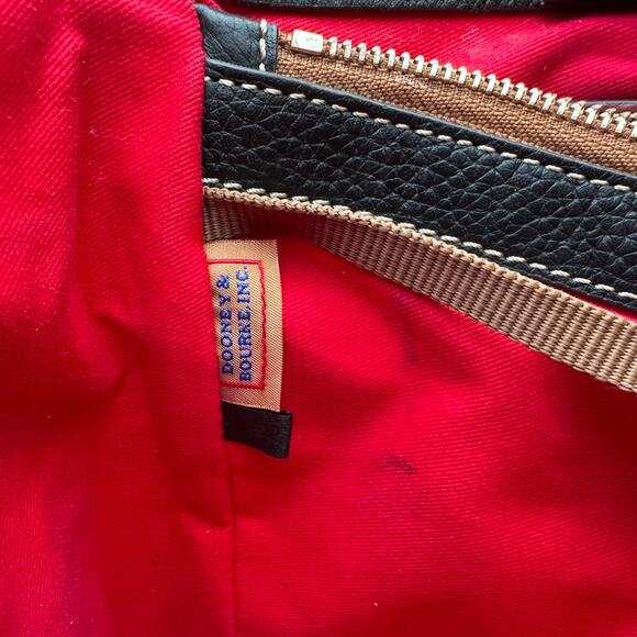 Vintage Dooney & Bourke Black Pebbled Leather Tote Bag with Red Trim - Picture 11 of 12